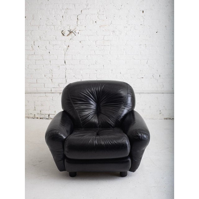 Mid-Century Modern Space Age Overstuffed Leather Lounge Chair For Sale - Image 3 of 13