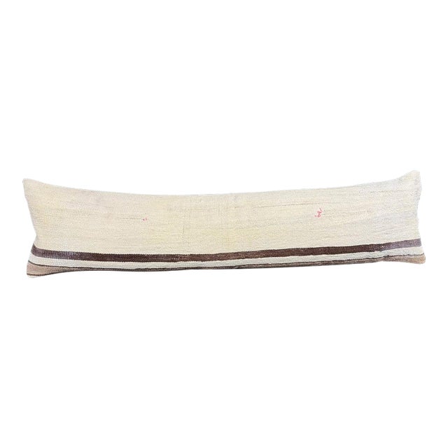Turkish Hemp Pillow Cushion Natural Beige Brown Cushion Cover 12"x46" For Sale