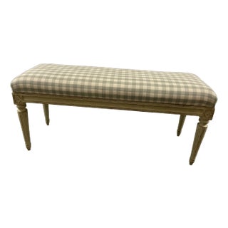 Chelsea Textiles Hand-Carved & Hand Painted Gustavian Inspired Bench For Sale