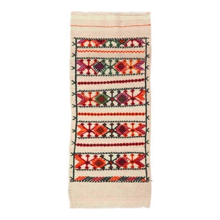 Embroidered Vintage Small Kilim Rug - 1`10″ X 4`5″ Ft. For Sale