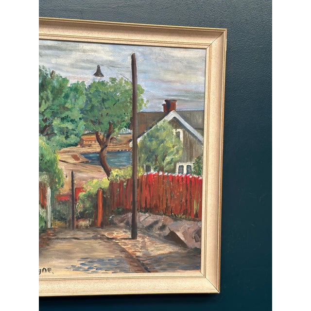 P. Agne, Village, 1950s, Oil on Canvas, Framed For Sale - Image 4 of 13