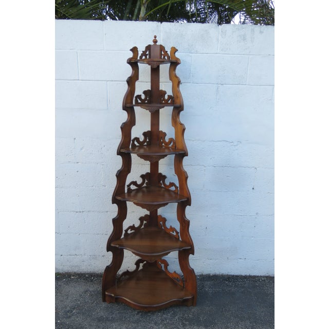 Victorian Eastlake Carved Tall Corner Display Shelves Etagere 5802 For Sale - Image 11 of 12
