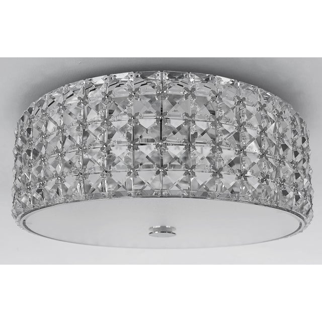 Modern 1990s Glass, Crystal and Chrome Flush Mount Ceiling Light Fixture For Sale - Image 3 of 10