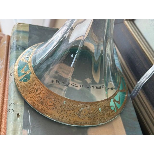 Early 20th Century Blown Glass Candlestick Lamp With Gold Gilt Base - Rewired For Sale - Image 9 of 11