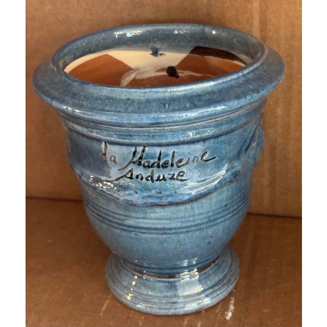 French Anduze Planter Blue 15” X 17” by La Madeleine For Sale - Image 4 of 5