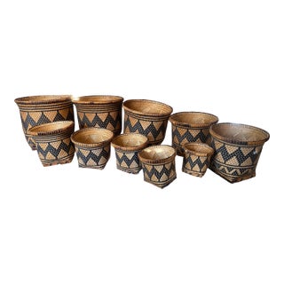 Vintage Philippine Double Weave Tiruray Nesting Baskets- Set of 10 For Sale