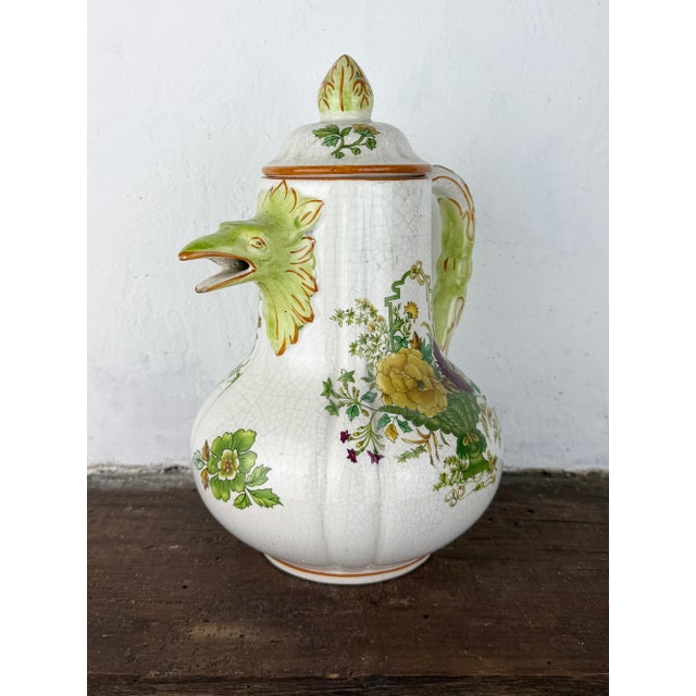 Antique Italian Zoomorphic Majolica Coffee Pot in the style of Pasquale Rubati, Early 20th Century For Sale - Image 4 of 17