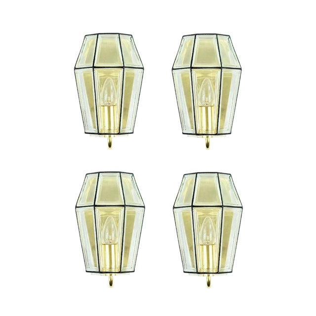 Mid-Century Modern Glass and Brass Wall Lamps from Limburg, Germany, 1960s, Set of 4 For Sale - Image 9 of 9