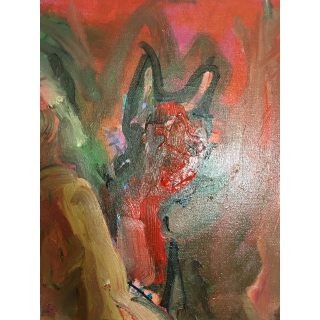 Vintage Abstract Impressionist Oil on Canvas Painting of Cats, Framed For Sale In San Francisco - Image 6 of 13