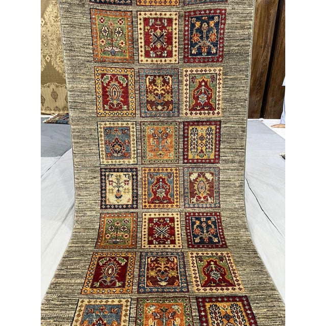 Sultani Wool Runner, Persian Bakhtiari Four Seasons Design, Gray, 2'8" X 7'11" For Sale - Image 4 of 13