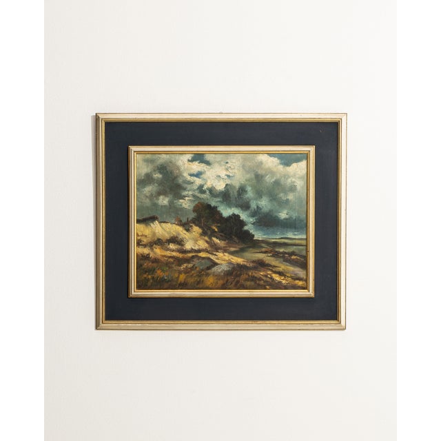 Mid 20th Century Mid 20th Century Belgium Charcoal Canvas Painting For Sale - Image 5 of 15