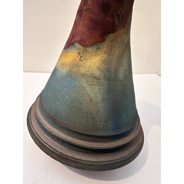 1990s Raku-Style Ceramic Vessel For Sale - Image 5 of 7