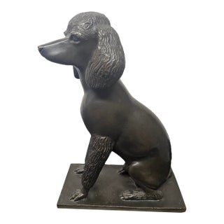 Signed 13" Bronze of a Poodle by Edward Fenno Hoffman III Pafa Mounted on Marble For Sale
