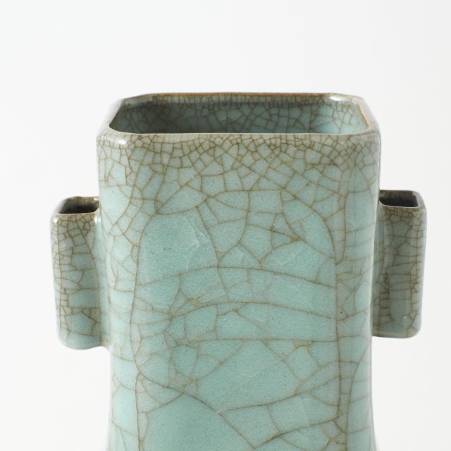 Ceramic Pale Green Ge-Style Vase For Sale - Image 7 of 8