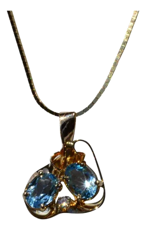The Lake Charles: Signed Aquamarine and Diamond Handmade Necklace