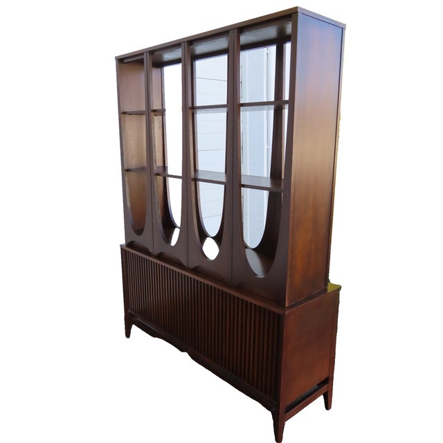 Broyhill Brasilia Broyhill Brasilia Two Part Room Divider Wall Unit Shelf 6397 For Sale - Image 4 of 17