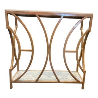 Iron Marble Top Console Table For Sale