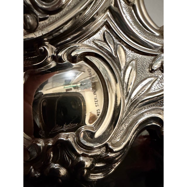 Sterling Silver 925 Pedro Duran Mantel Clock Marble Stand Louis XV Style NWT For Sale - Image 4 of 9