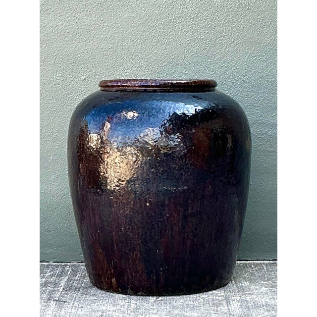 Vintage Glazed Ceramic Martaban Urn For Sale In West Palm - Image 6 of 12