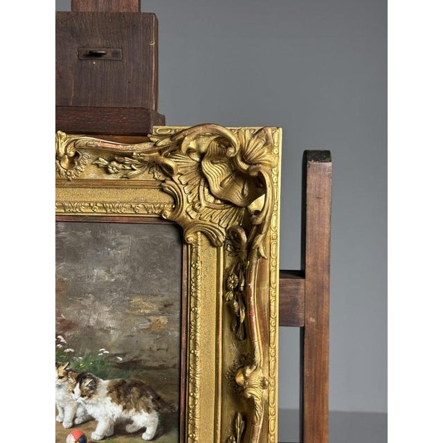 Alfred Arthur Brunel De Neuville, Playing Kittens, Oil on Panel For Sale - Image 12 of 18