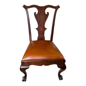 New Ralph Lauren Queen Anne Leather Side Chair