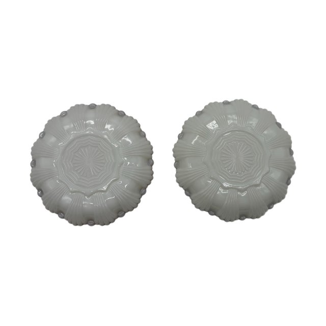 Mid 20th Century Mid 20th Century Mid-Century Anchor Hocking Fire King Milk Glass 22kt Gold Trim Egg Plate - a Pair For Sale - Image 5 of 10