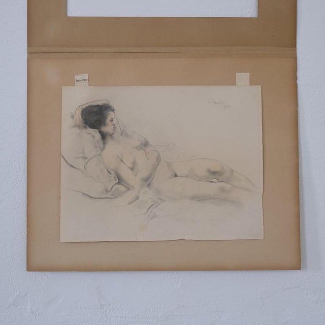 Armand Rassenfosse, Female Nude, Pencil on Paper, 1928 For Sale - Image 6 of 15