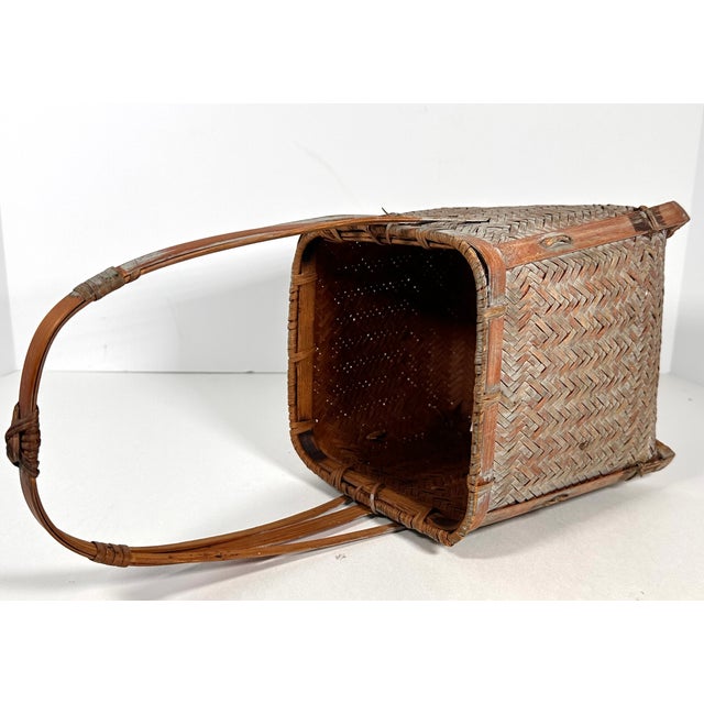 1930s 1930s Japanese Ikebana Hanakago Woven Bamboo Flower Basket For Sale - Image 5 of 14
