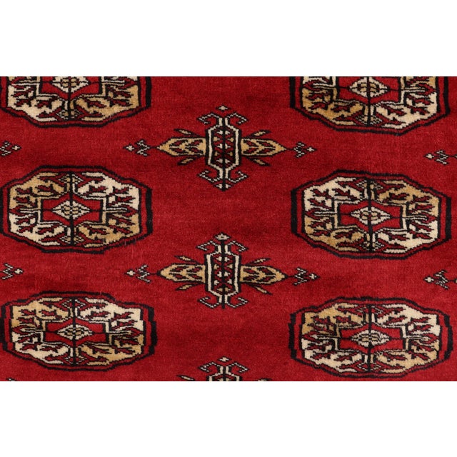 Rustic Bokhara Red Beige Hand Knotted Rug For Sale - Image 4 of 9