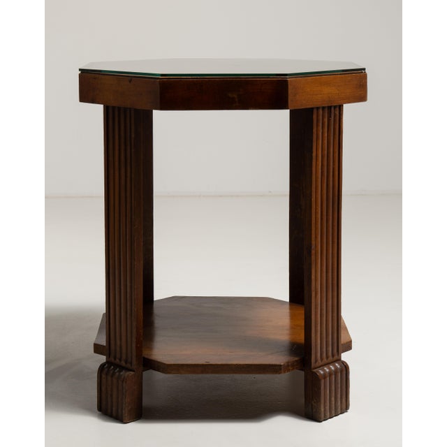 1920s 1920s France Art Deco Amber Glass Side Table For Sale - Image 5 of 15