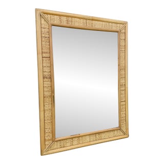 Boho Chic Wicker and Rattan Wall Mirror For Sale