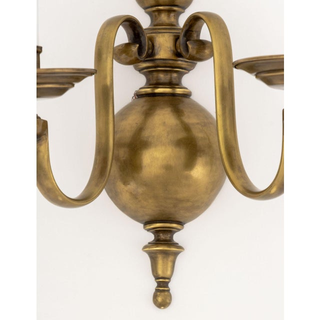 Dutch Style Bronze Three-Branch Wall Sconces - Pair For Sale - Image 4 of 9