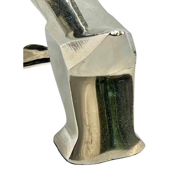Metal Late 20th Century Pair of Art Deco Style Chrome Finish Dog Sculptures in the Manner of E. Nokolsky For Sale - Image 7 of 14