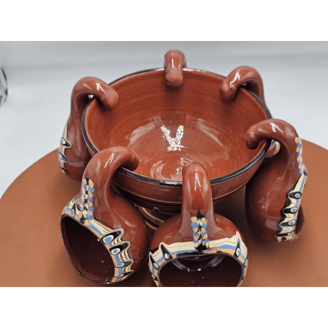 Ceramic Punch Set, Bulgaria, 1970s, Set of 7 For Sale - Image 3 of 7