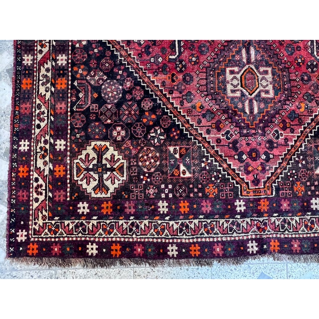 Red Red Qashqai Tribal Hand-Knotted Wool Rug - 6'6" X 8'1" For Sale - Image 8 of 15