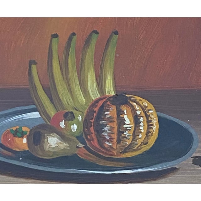 Vintage Still Life Painting With Fruit and Porcelain Cup C.1970 For Sale In San Francisco - Image 6 of 9
