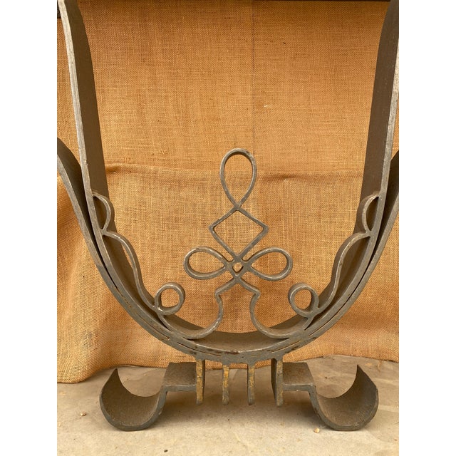 Gilbert Poillerat Poillerat-Style Wall-Mounted Scrolled Iron + Marble Console Table For Sale - Image 4 of 8