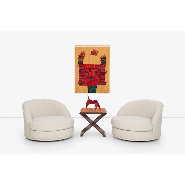 Mid-Century Modern Milo Baughman Style Oversized Swivel Lounge Chairs by Directional - A Pair For Sale - Image 3 of 12