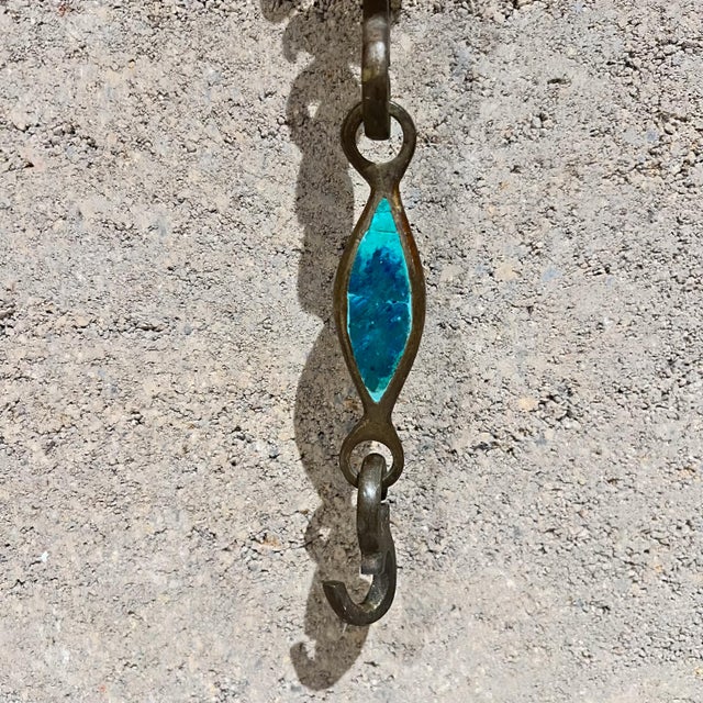Pepe Mendoza 1958 Pepe Mendoza Hanging Lamp Chain Malachite Brass Mexico For Sale - Image 4 of 7