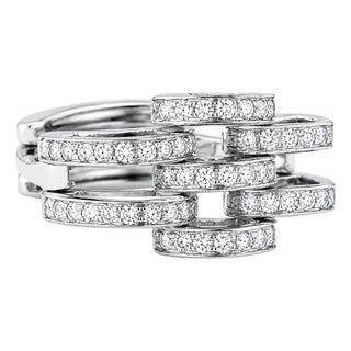 18K Diamond Link Mesh Band Ring Designer Estate For Sale