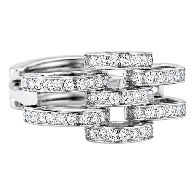 18K Diamond Link Mesh Band Ring Designer Estate For Sale