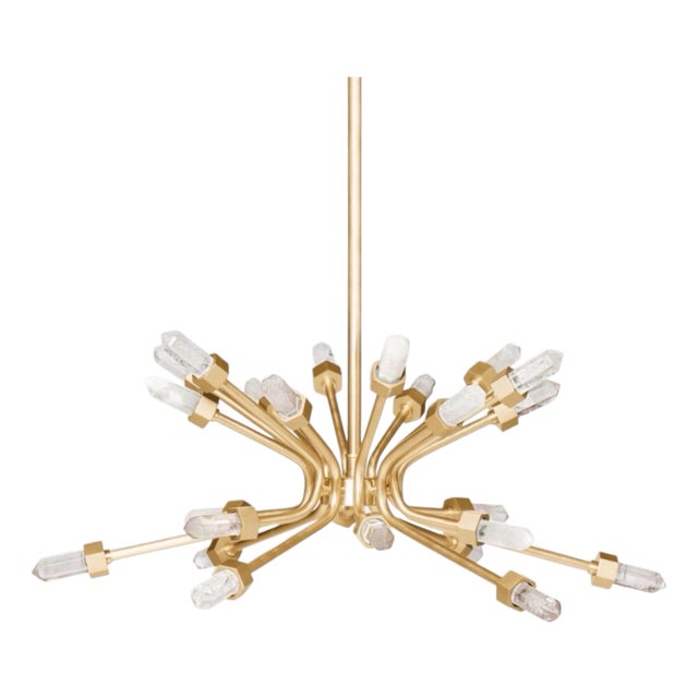 Quartz Burst Chandelier by Ashley Childers for Global Views – Satin Brass, 34” For Sale