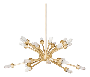 Quartz Burst Chandelier by Ashley Childers for Global Views – Satin Brass, 34”