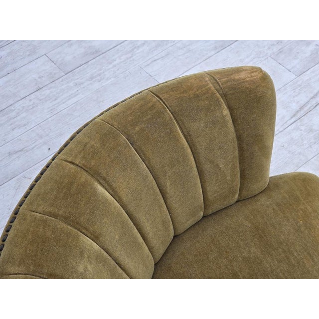 Danish 2-Seater Banana Sofa in Green Furniture Velour, 1970s For Sale - Image 10 of 18