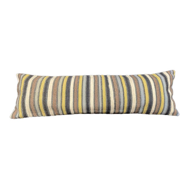 Turkish Hemp Pillow Cushion Natural Beige Brown Cushion Cover 14"x45" For Sale