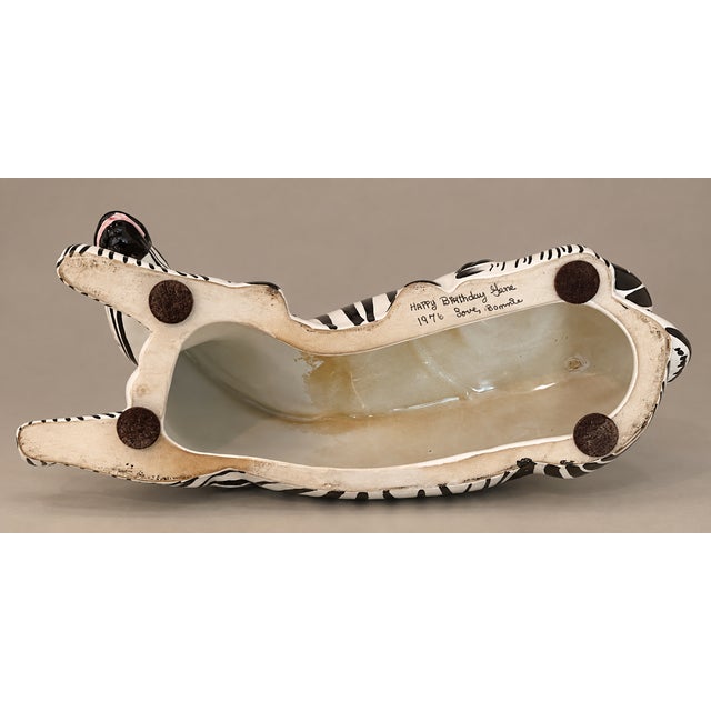 Italian Vintage Hand Painted Porcelain Large Zebra Sculpture For Sale - Image 9 of 9
