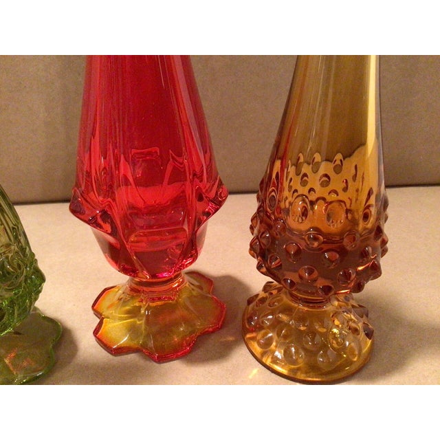 Mid-Century Modern Vintage MCM Fenton *Hobnail Swung Glass Single Bud Vases-Set of 3 For Sale - Image 3 of 6