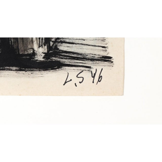 This 1946 ink on paper figurative abstract is by Russian-born artist Leo Saal (1912-1996). Saal was born in Petrograd (now...