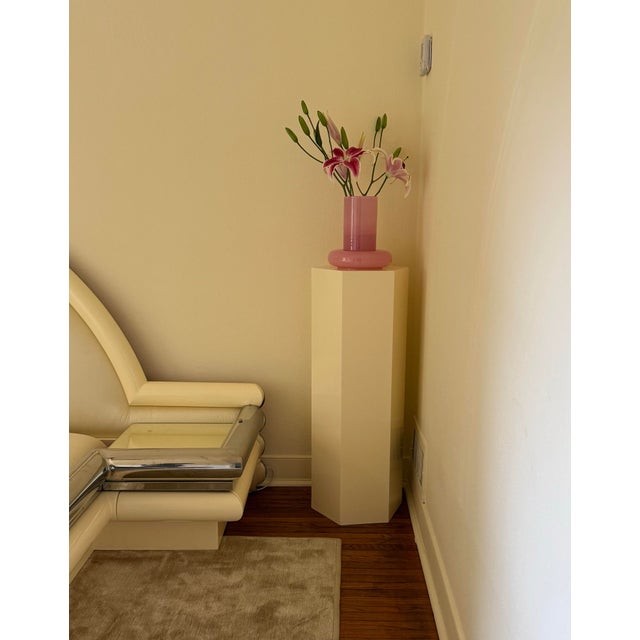 Cream Lacquered Hexagonal Pedestal, Late 20th Century For Sale - Image 9 of 11