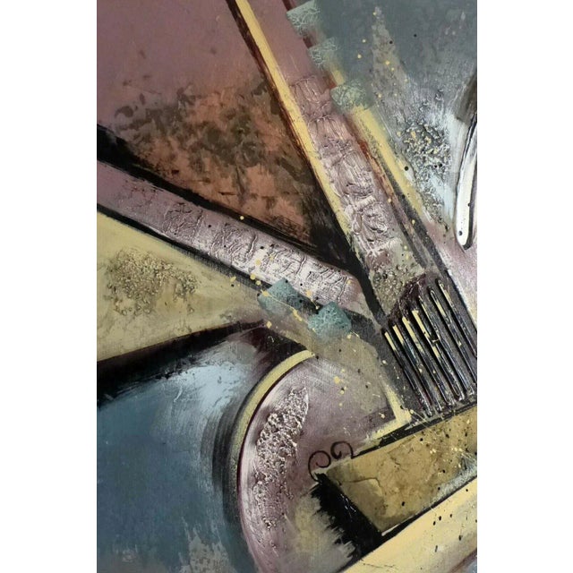 Textile 1970s Lee Reynolds Abstract Postmodern Oil Painting For Sale - Image 7 of 9